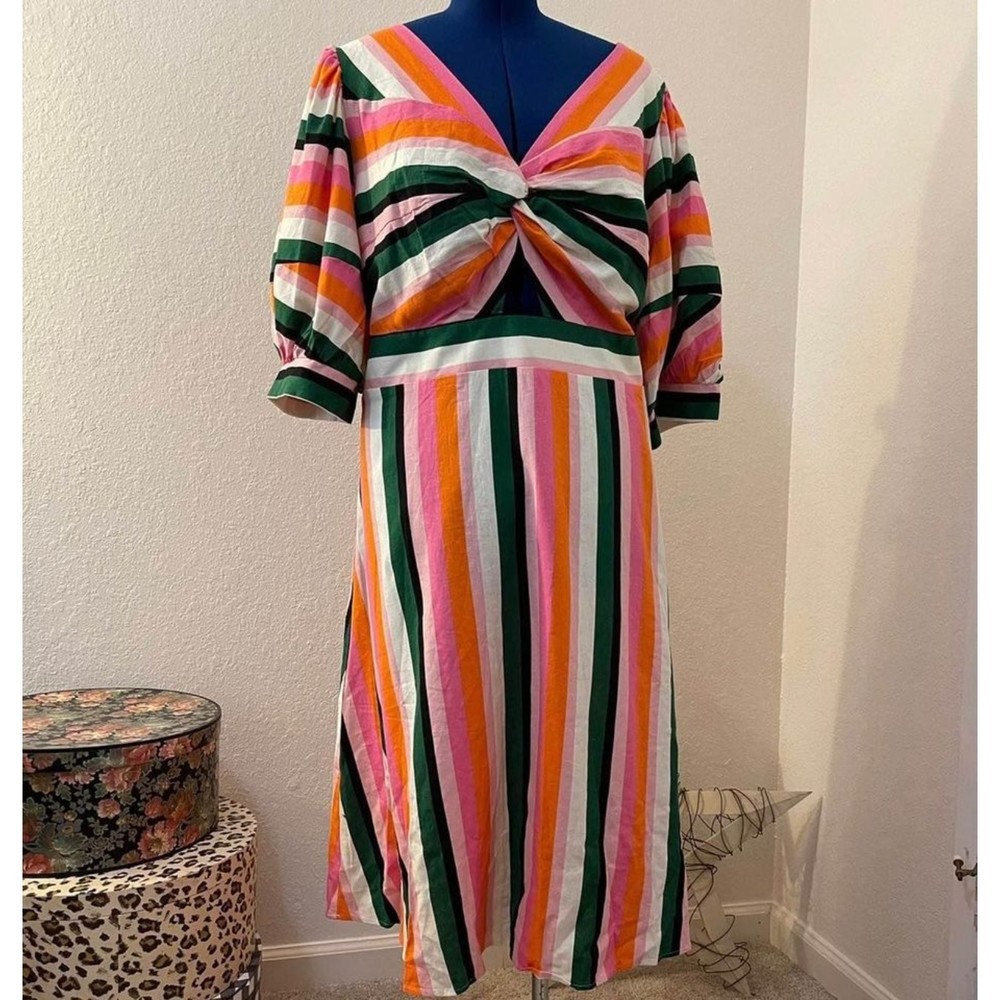 NEW WITH TAGS!! ELOQUII Twist Bodice Striped Dress, Size 26